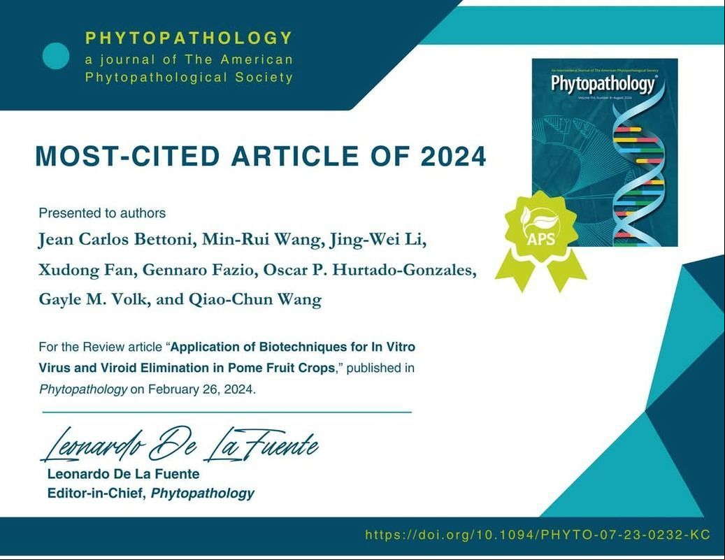 Matéria sobre artigo mais citado de 2024 do Phytopathology Journal
